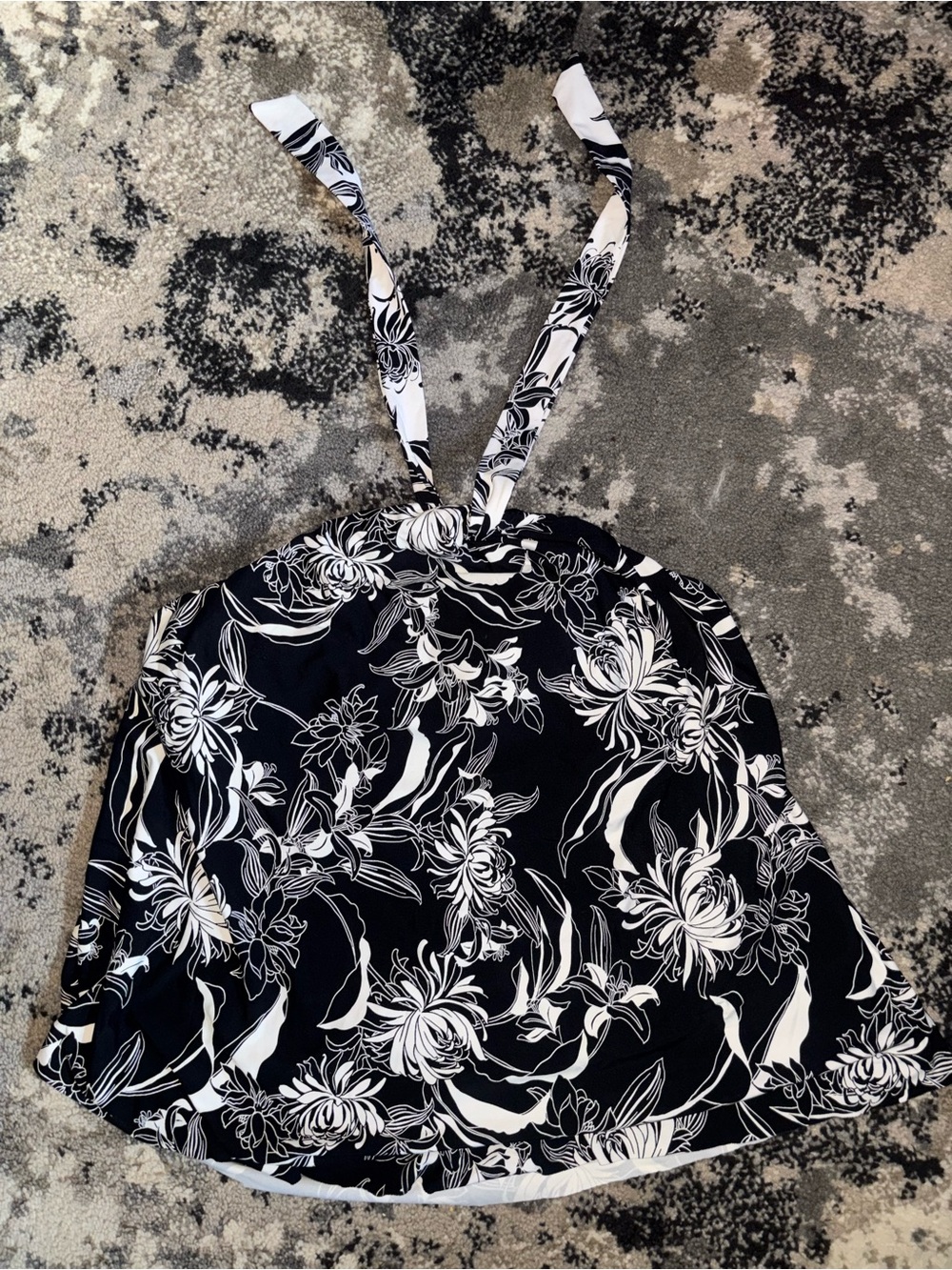Apt. 9 Black & White Floral Halter Swim Top